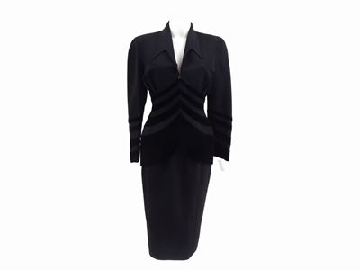 Tailleur in Lana e Velluto Nero, Thierry Mugler Paris