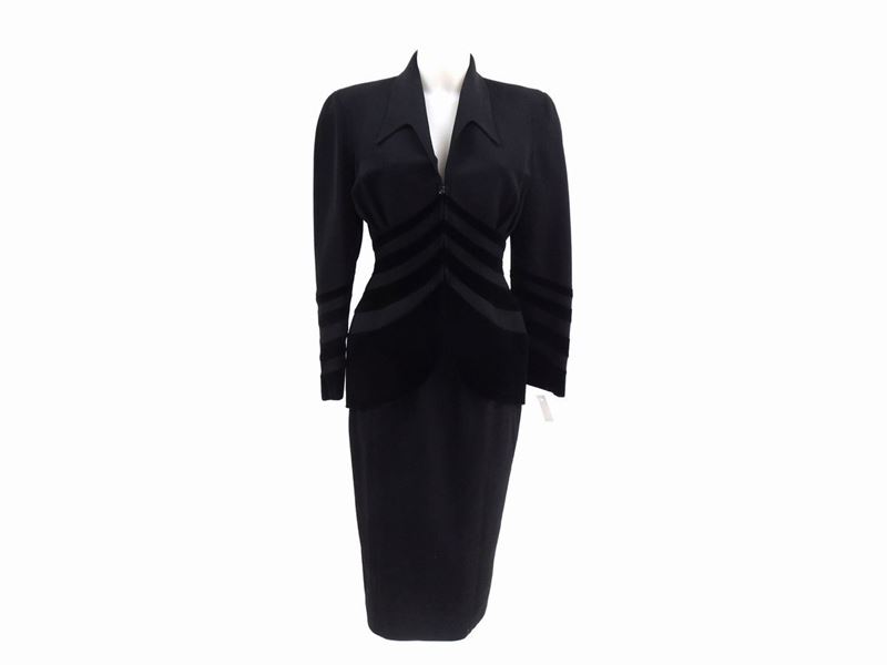Tailleur in Lana e Velluto Nero, Thierry Mugler Paris