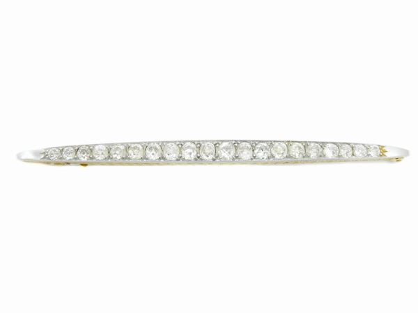 White and yellow gold bar brooch with diamonds  (Early 20th century)  - Auction Antique jewelry and watches - Maison Bibelot - Casa d'Aste Firenze - Milano