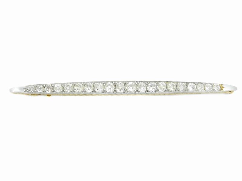 Spilla a Barretta in Oro Bianco e Giallo con Diamanti