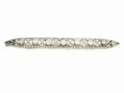 Spilla a Barretta in Oro Bianco con Diamanti