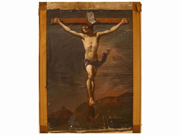 Scuola emiliana del XVIII secolo : Crucified Christ  - Auction Furniture, silvers, paintings and antique curiosities partly from Villa Mannelli - Maison Bibelot - Casa d'Aste Firenze - Milano