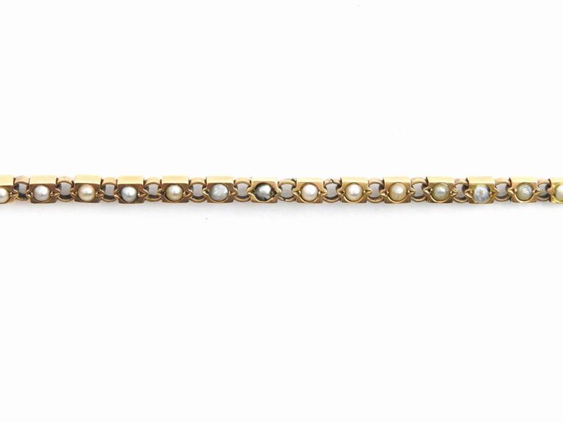 Catena per Orologio da Taschino in Oro Rosa con Microperle