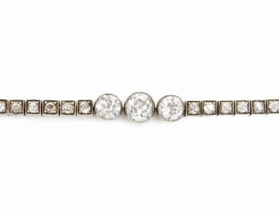 Bracciale in Oro Giallo e Argento con Diamanti