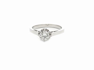 Anello Solitario in Oro Bianco con Diamante
