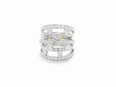Anello a Fascia in Oro Bianco con Diamanti