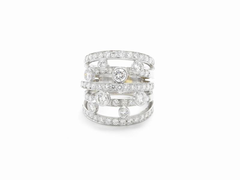 Anello a Fascia in Oro Bianco con Diamanti