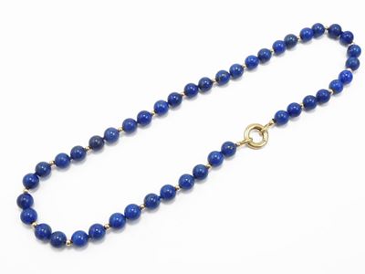 Collana di Sfere in Lapislazzuli con Elementi Sferici e Fermezza in Oro Giallo