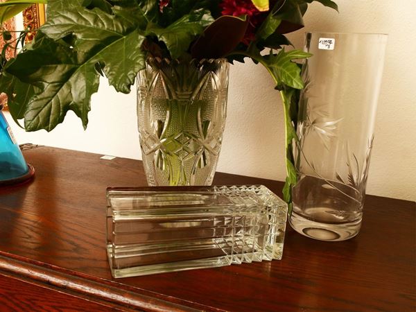 Tre vasi da fiori in cristallo  - Asta Arredi e Dipinti dalla Fondazione Piero Quaglia - Maison Bibelot - Casa d'Aste Firenze - Milano