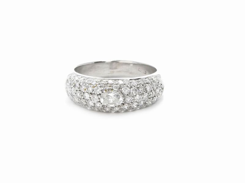 Anello a Fascia in Oro Bianco con Diamanti