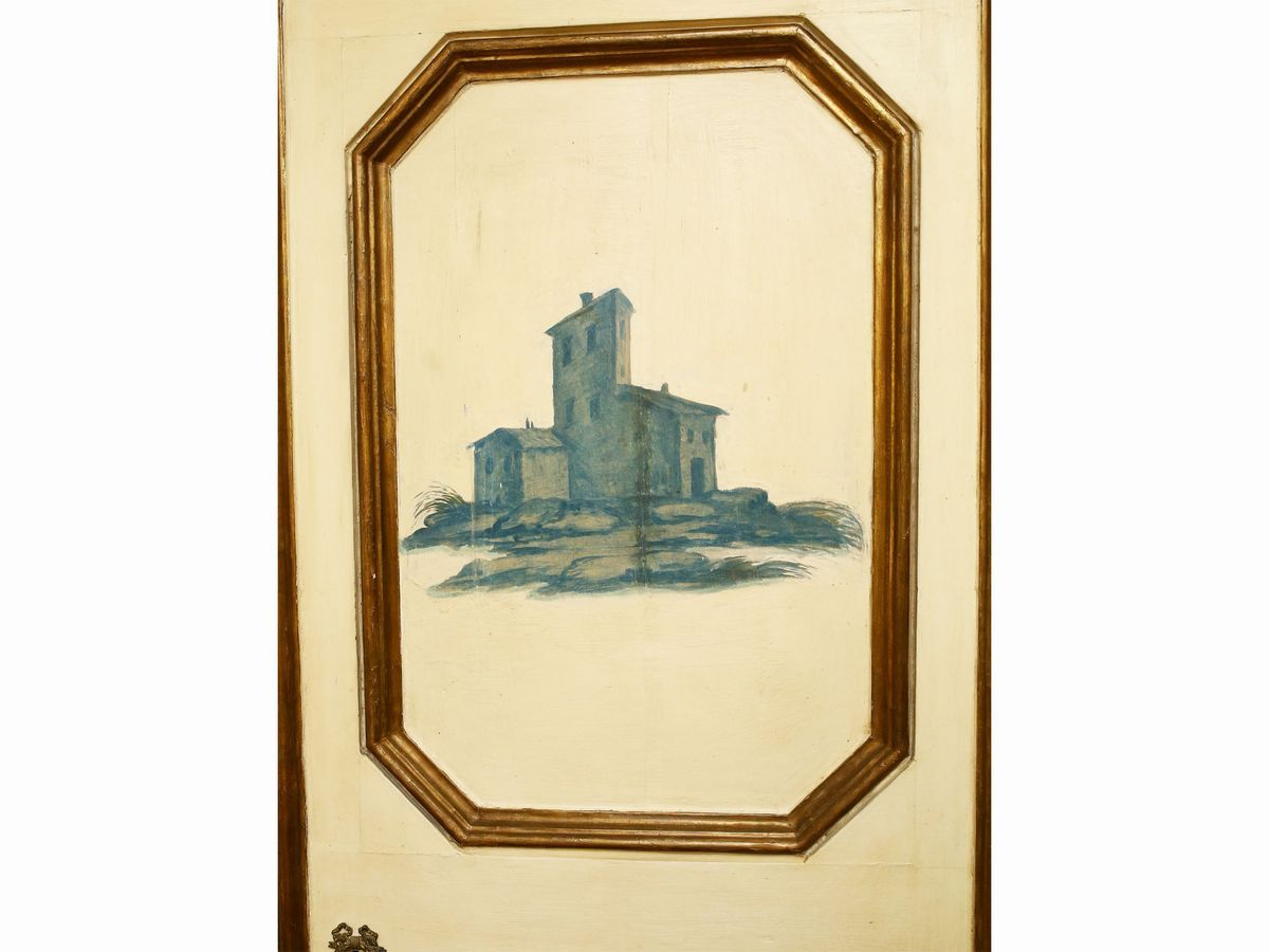 Coppia di Ante D'epoca in Legno Laccato e Dipinto