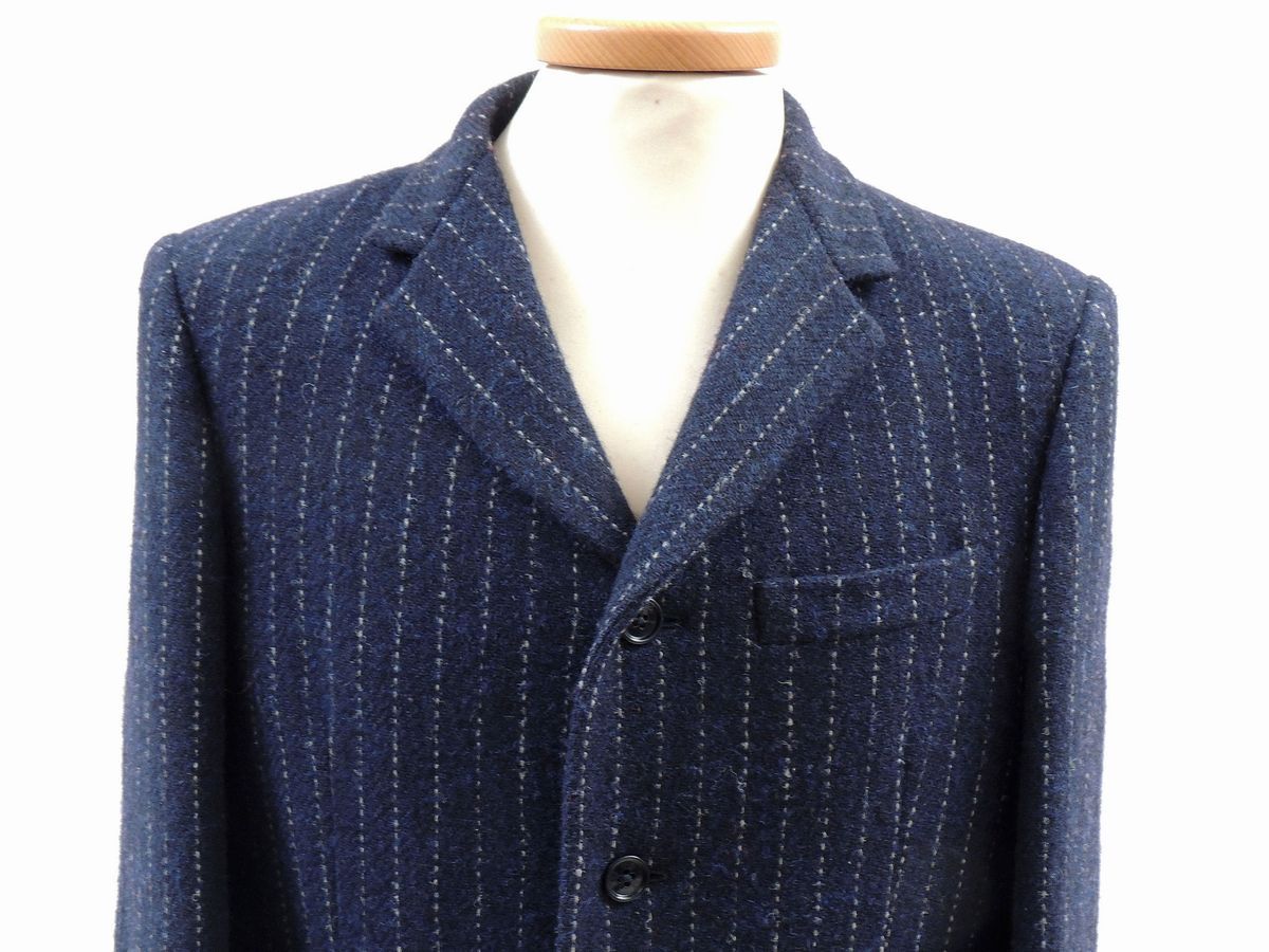 Cappotto in Pura Lana Blu Gessata, Miu Miu