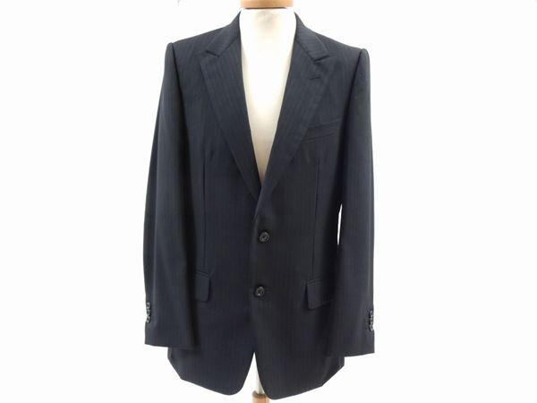 Suit in pure black pinstriped wool, Yves Saint Laurent