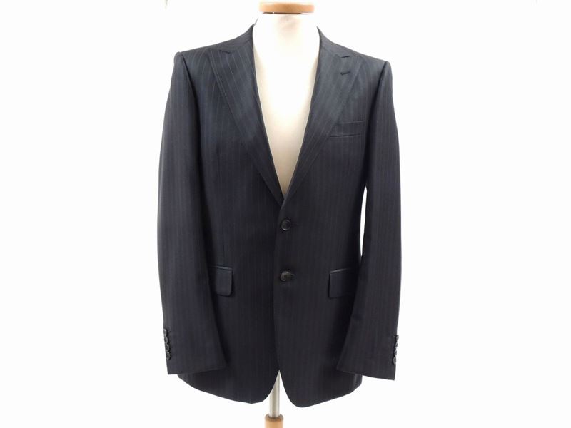 Completo da Uomo in Pura Lana Nera Gessata, Gucci