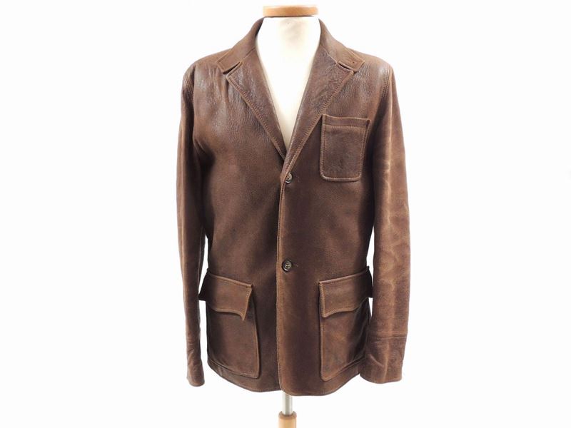 Giacca da Uomo in Pelle Marrone, Chevignon