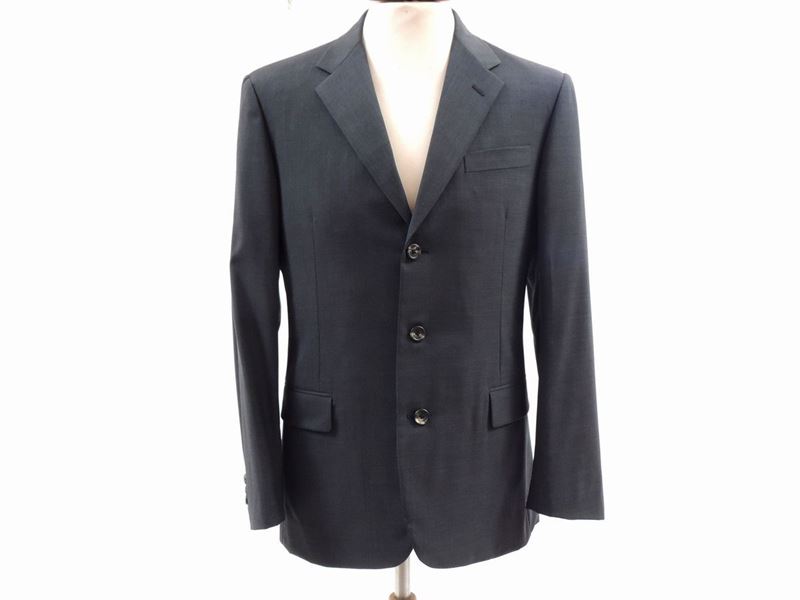Completo da Uomo in Lana Color Ardesia, Prada