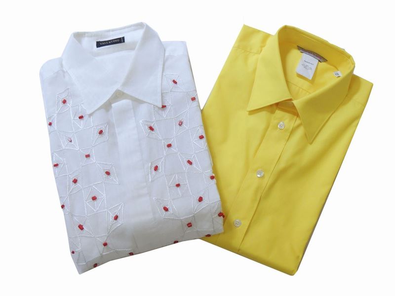 Lotto di Tre Camicie da Uomo in Cotone, Versace, Valentino e D&g