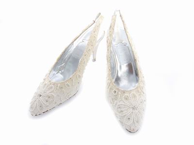 Décolleté in Pizzo Bianco e Perline, Rene Caovilla