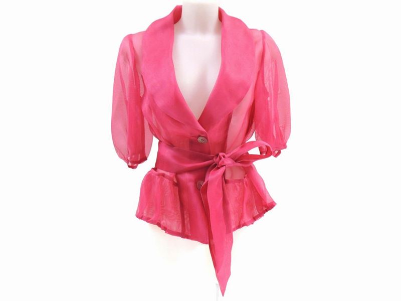 Giacca in Seta Trasparente Fucsia, Armani Collezioni