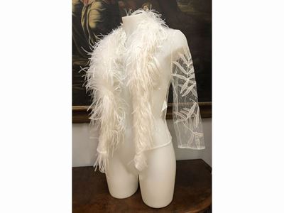 Camicia in Tulle e Marabù Bianco, Valentino
