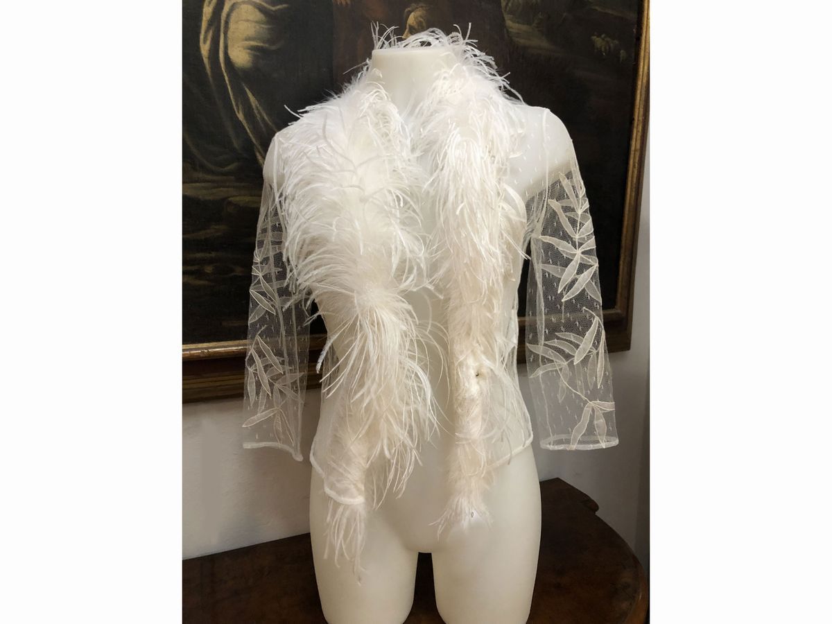 Camicia in Tulle e Marabù Bianco, Valentino