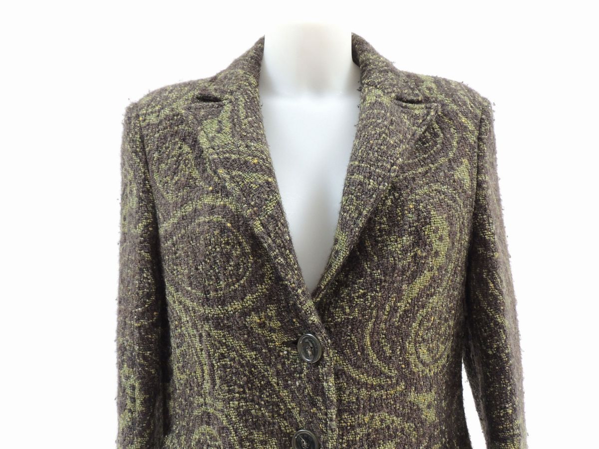 Cappotto in Lana Marrone e Verde, Etro