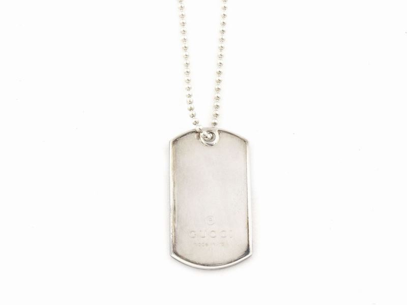 Catenina a Pallini con Pendente a Targhetta in Argento, Gucci