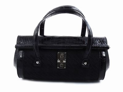 Borsa a Mano in Raso e Pelle Nera, Gucci