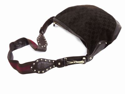 Borsa a Tracolla in Camoscio e Pelle Marrone, Gucci