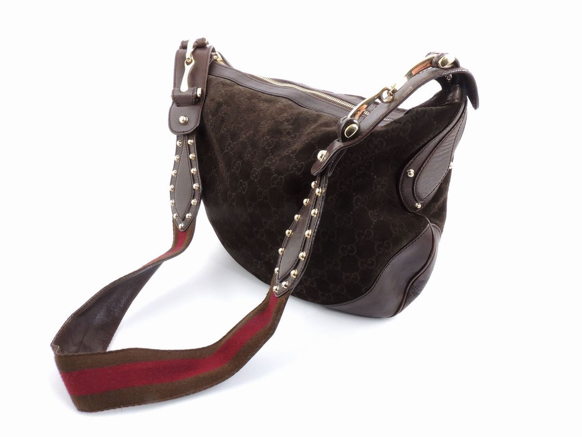 Borsa a Tracolla in Camoscio e Pelle Marrone, Gucci
