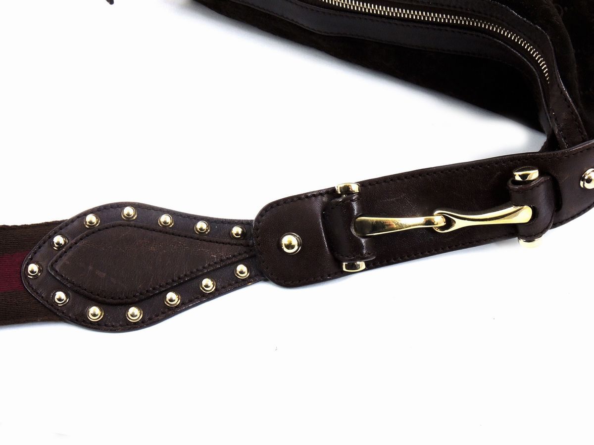 Borsa a Tracolla in Camoscio e Pelle Marrone, Gucci