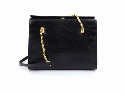 Borsa a Spalla in Lucertola Nera, Gucci