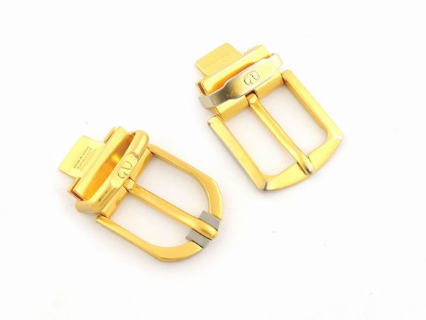 Two buckles in satin gold metal, Valentino