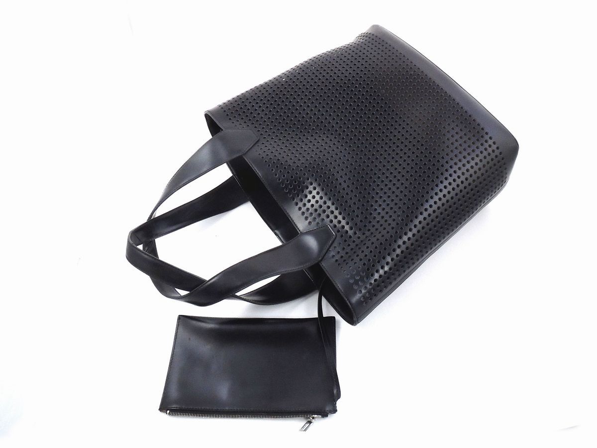 Shopping Bag in Pelle Nera Pollini Studio