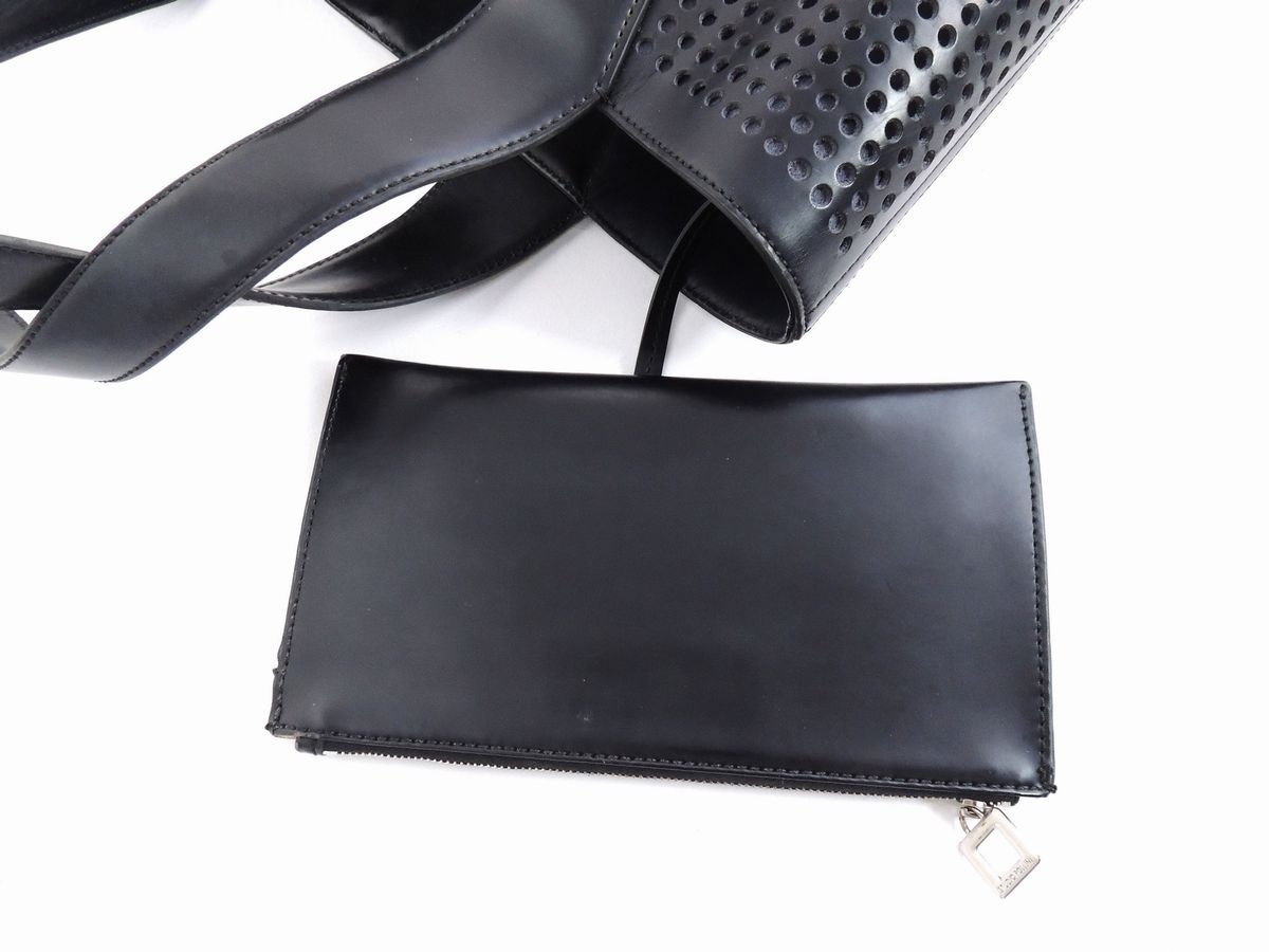 Shopping Bag in Pelle Nera Pollini Studio