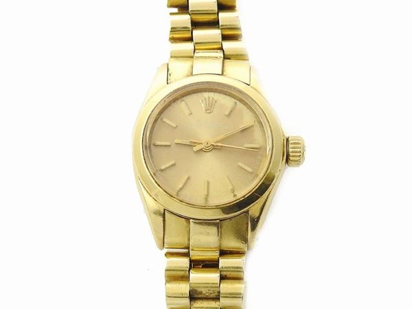 Yellow gold Rolex Oyster Perpetual women's wristwatch