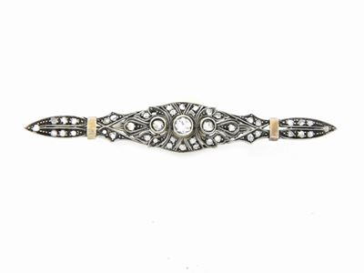 Spilla a Barretta in Oro Bianco e Rosa con Diamanti