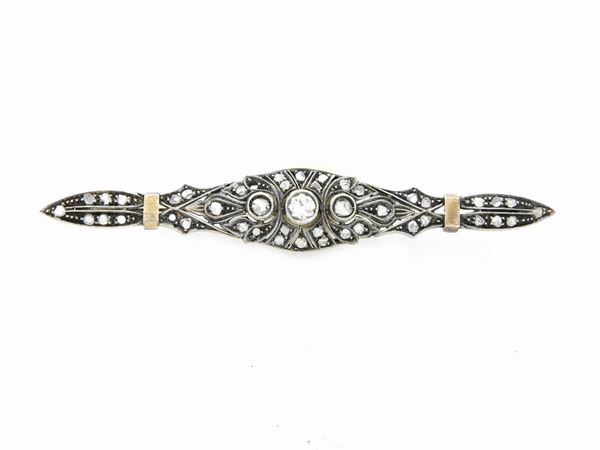 White and pink gold bar brooch with diamonds  (Early 20th century)  - Auction Antique jewelry and watches - Maison Bibelot - Casa d'Aste Firenze - Milano