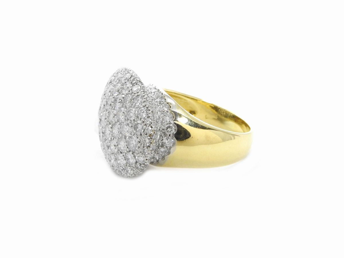 Anello a Fascia in Oro Bianco e Giallo con Diamanti