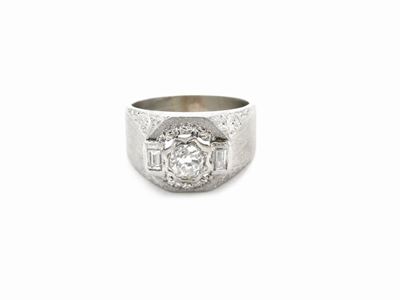 Anello da Mignolo in Oro Bianco con Diamanti