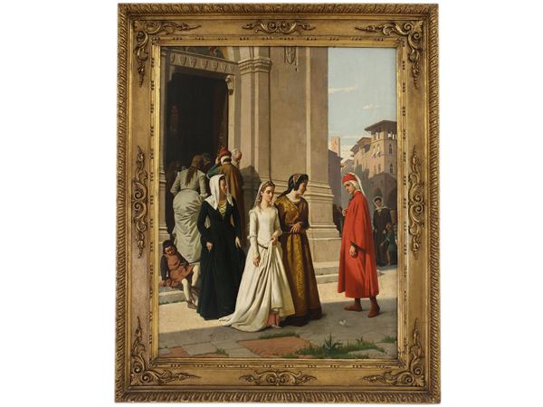 Raffaello Sorbi - Dante che incontra Beatrice 1863