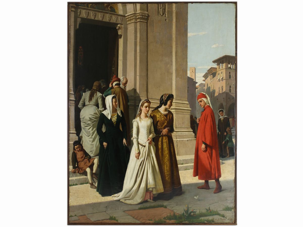 Raffaello Sorbi - Dante che Incontra Beatrice 1863