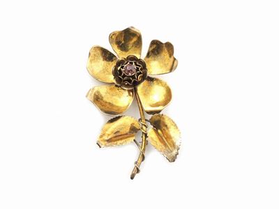 Spilla Floreale in Argento Sterling e Strass, Jolle