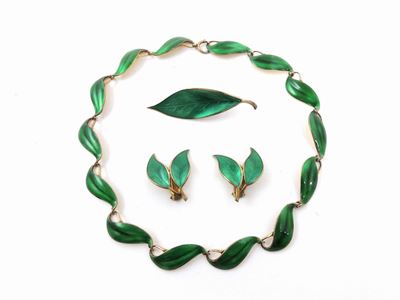 Lotto di Bijoux in Argento e Smalto Guilloche, Set di David Andersen Norway