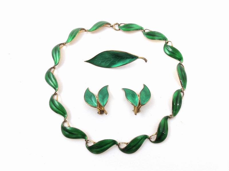 Lotto di Bijoux in Argento e Smalto Guilloche, Set di David Andersen Norway