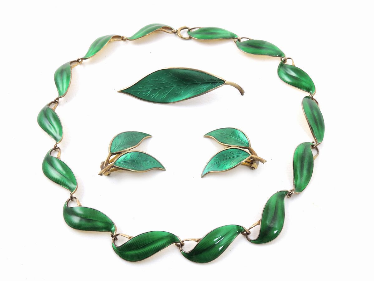 Lotto di Bijoux in Argento e Smalto Guilloche, Set di David Andersen Norway
