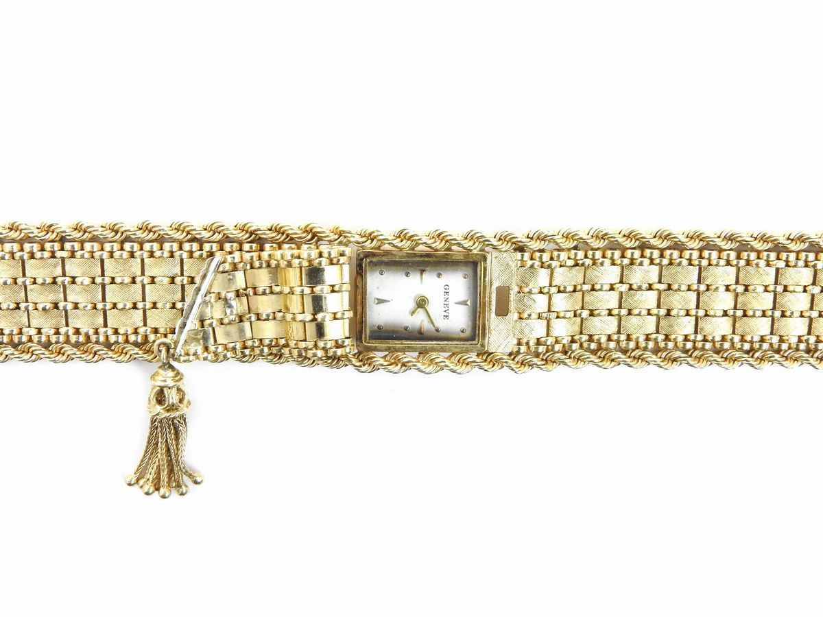 Bracciale Orologio da Polso per Donna Geneve in Oro Giallo 585/1000 e Diamanti