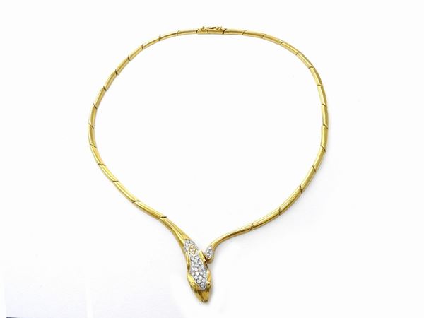 Yellow gold Mario Fontana animalier parure necklace, bracelet, and ring with diamonds