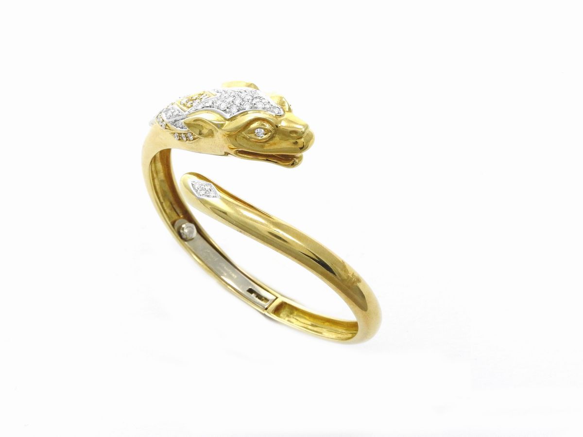Parure Mario Fontana Collana, Bracciale e Anello Animalier in Oro Giallo con Diamanti