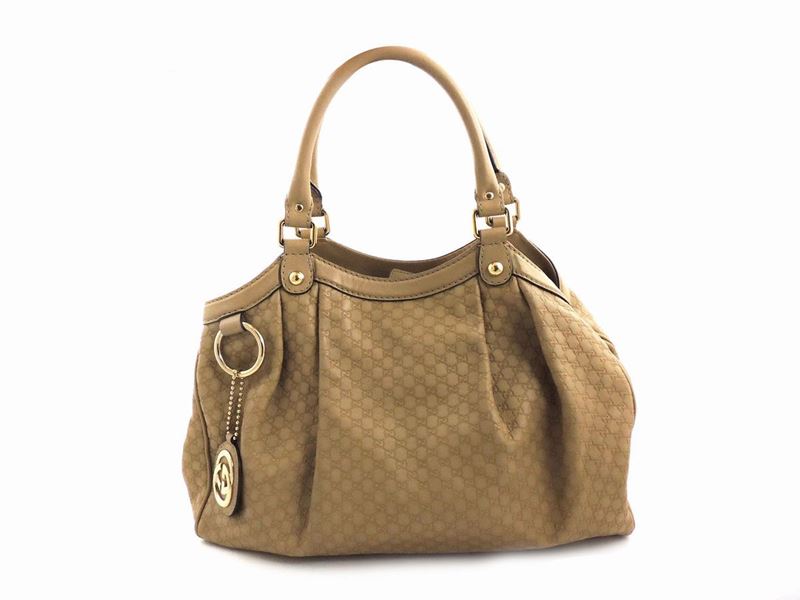 Borsa a Mano Sukey in Pelle Beige, Gucci
